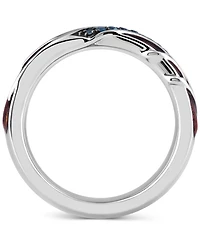Marvel Wonder Fine Jewelry Men's London Blue Topaz (1/6 ct. t.w.) & Red Enamel Spiderman Web Ring in Sterling Silver
