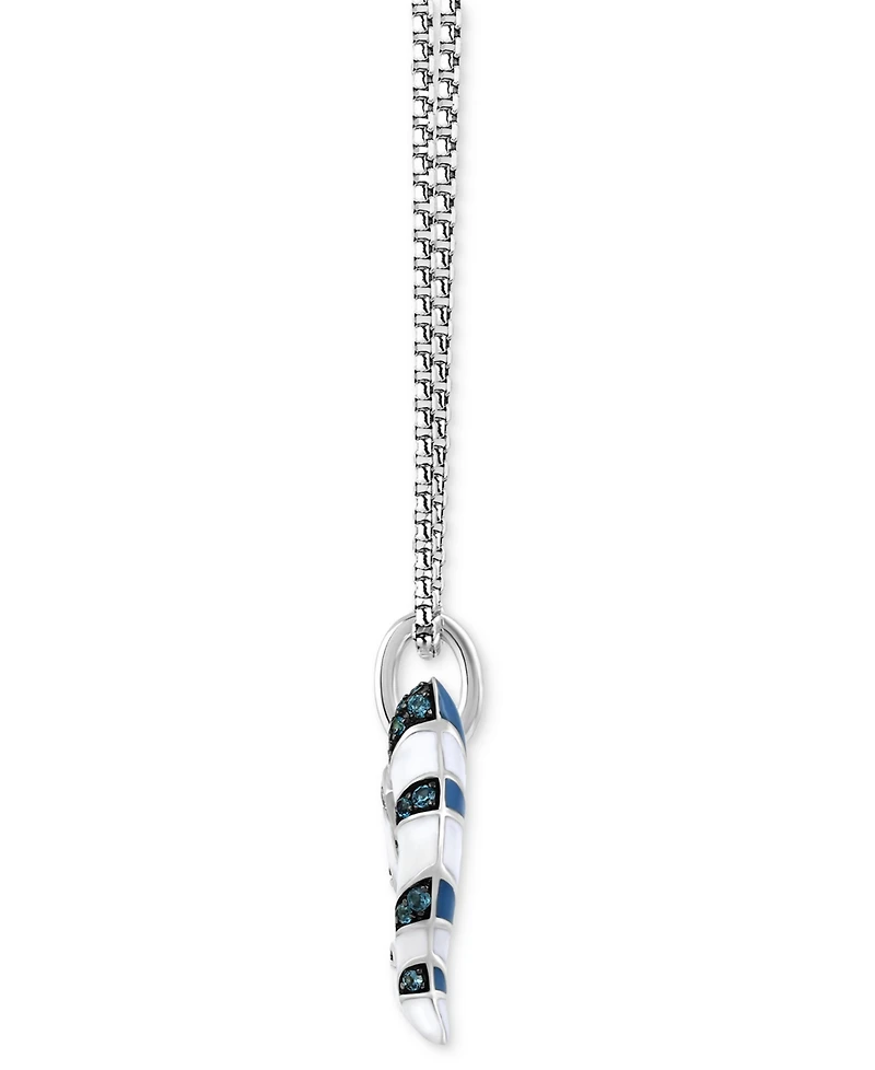 Star Wars Wonder Fine Jewelry London Blue Topaz (1/5 ct. t.w.) & Diamond Accent Enamel Ahsoka Star Wars 18" Pendant Necklace in Sterling Silver