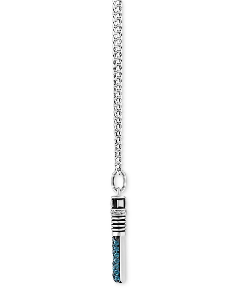 Star Wars Wonder Fine Jewelry London Blue Topaz (1 ct. t.w.) & Diamond (1/20 ct. t.w.) Obi-Wan Kenobi Lightsaber 18" Pendant Necklace in Sterling Silv