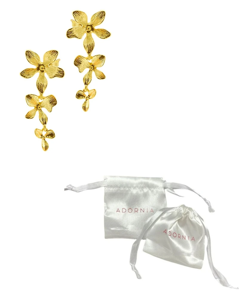 Adornia 14K Gold-Plated 3-Petal Drop Earrings