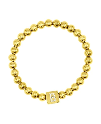 Adornia 14K Gold-Plated Initial Cube Stretch Bracelet