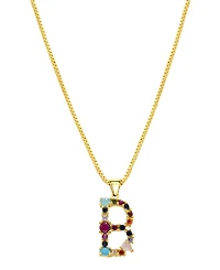Adornia 14K Gold-Plated Multi Color Stone Initial Necklace