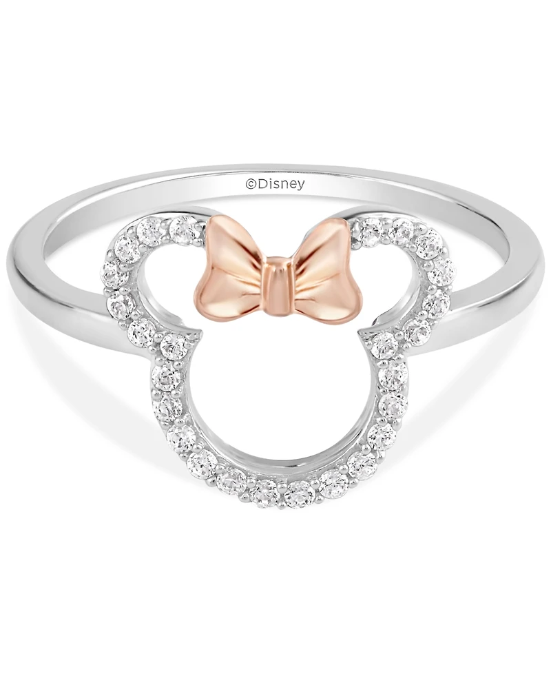 Disney Wonder Fine Jewelry Diamond Minnie Mouse Silhouette Ring (1/6 ct. t.w.) in Sterling Silver & Rose Gold-Plate