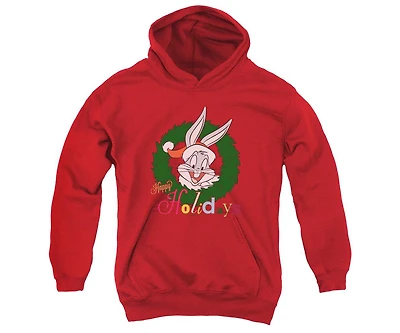 Looney Tunes Youth Holiday Bunny Pull Over Hoodie / Hooded Sweatshirt