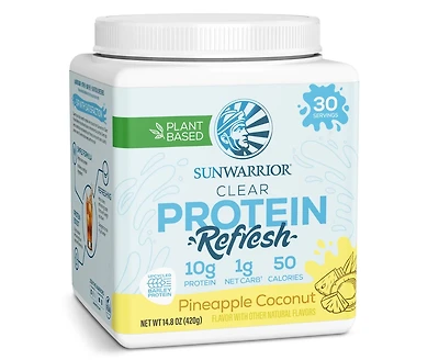 Clear Protein Refresh Protein Powder, Plant Based Protein Powder, Sunwarrior, Pineapple Coconut, 420g