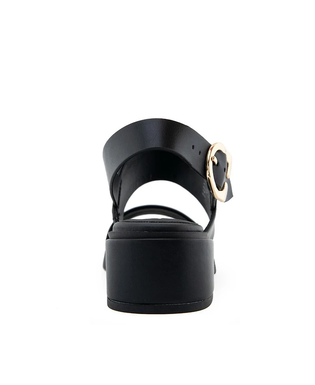 Aerosoles Women's Estella Heeled Sandal - Genuine Leather Low Chunky Heel With Double Strap & Diamond Flex Sole