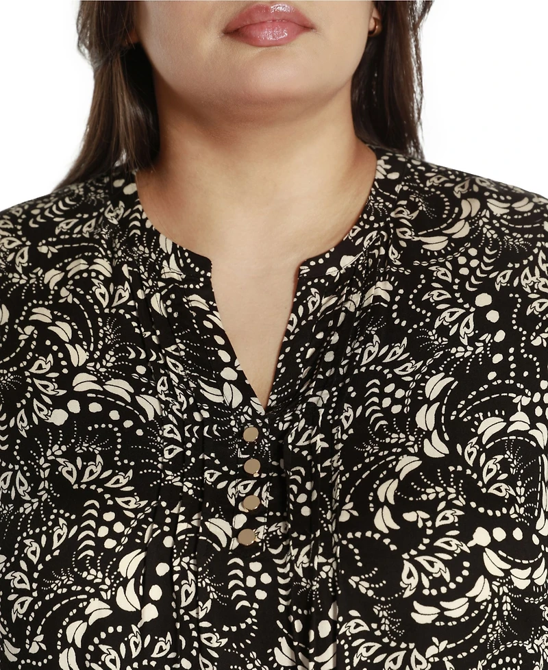 Belldini Black Label Plus Printed Ruffle Sleeve Top