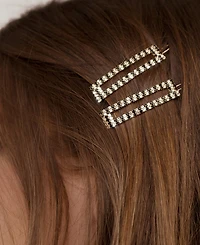 Ettika Black and Clear Crystal Rectangle Hair Barrettes