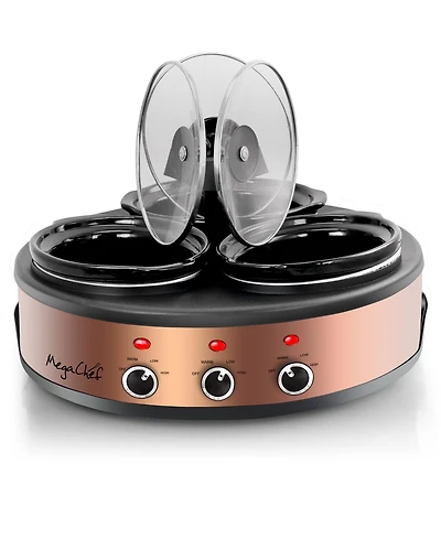 MegaChef Triple 1.5 Quart Slow Cooker and Buffet Server