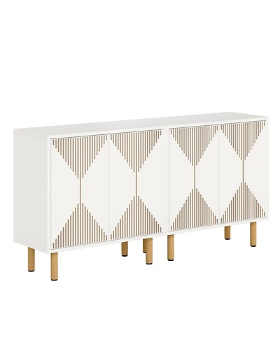 Tribesigns Modern White Storage Cabinet Set, Classic 59 inches Sideboard with doors for Living Room, Dining Garage