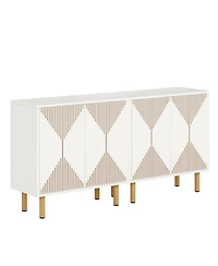 Tribesigns Modern White Storage Cabinet Set, Classic 59 inches Sideboard with doors for Living Room, Dining Garage