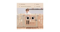 Slickblue Toddler 14-Panel Baby Playpen Activity Center Foldable Play Yard with Lock Door