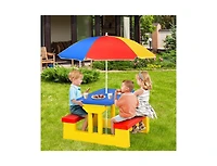 Slickblue Kids Picnic Folding Table and Bench with Umbrella