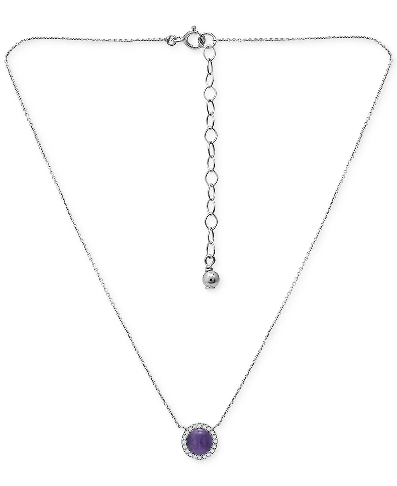 Giani Bernini Onyx & Cubic Zirconia Halo Pendant Necklace in 18k Gold-Plated Sterling Silver, 16" + 2" extender (Also in Dyed Howlite), Created for Ma