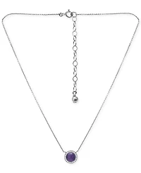 Giani Bernini Onyx & Cubic Zirconia Halo Pendant Necklace in 18k Gold-Plated Sterling Silver, 16" + 2" extender (Also in Dyed Howlite), Created for Ma