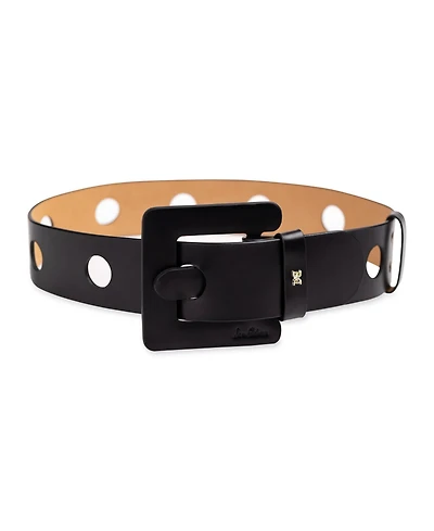 Sam Edelman Women's Perforated Leather Belt with Leather Covered Buckle