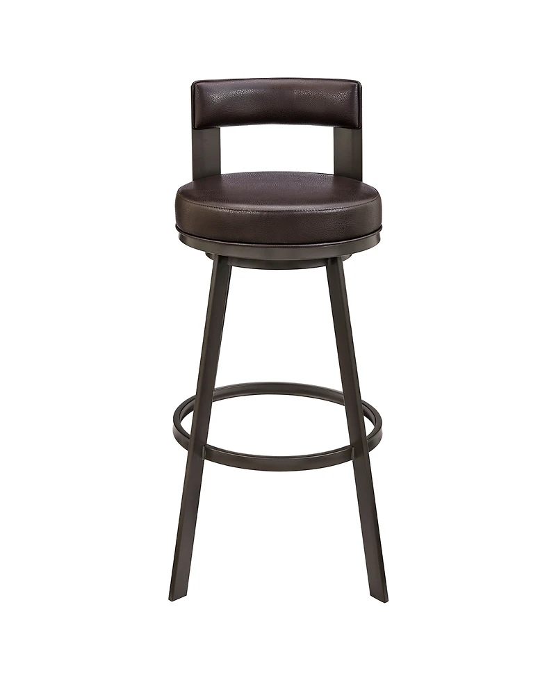 Armen Living Flynn 26" Swivel Counter Stool in Metal with Faux Leather