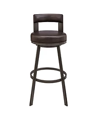 Armen Living Flynn 26" Swivel Counter Stool in Metal with Faux Leather