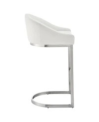 Armen Living Katherine 30" Bar Stool in Brushed Stainless Steel with Faux Leather