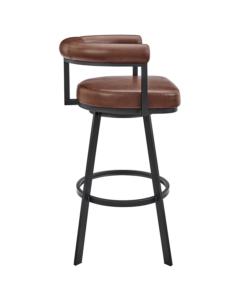 Armen Living Magnolia 26" Swivel Counter Stool in Metal with Faux Leather