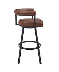 Armen Living Magnolia 26" Swivel Counter Stool in Metal with Faux Leather