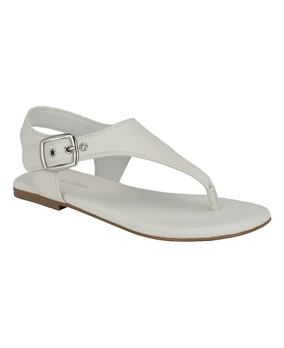 Calvin Klein Women's Moraca Buckle T-Strap Flat Sandals