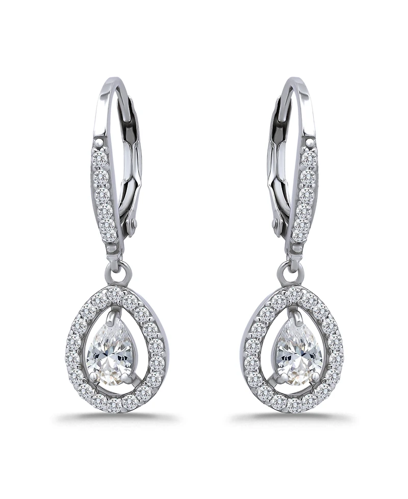 Giani Bernini Cubic Zirconia Pear Teardrop Halo Leverback Drop Earrings in 18k Gold-Plated Sterling Silver, Created for Macy's