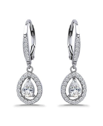 Giani Bernini Cubic Zirconia Pear Teardrop Halo Leverback Drop Earrings in 18k Gold-Plated Sterling Silver, Created for Macy's