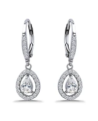 Giani Bernini Cubic Zirconia Pear Teardrop Halo Leverback Drop Earrings in 18k Gold-Plated Sterling Silver, Created for Macy's
