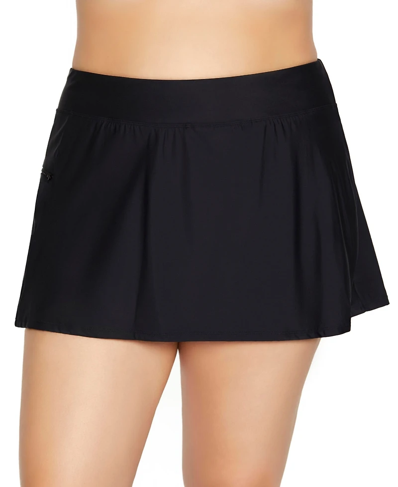ShapeSolver by Mimi Flamingo Plus Side Zipper Pocket Swim Skort