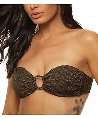 Guria Beachwear Women's Crinkle Lurex Ring Padded Bandeau Bikini Top