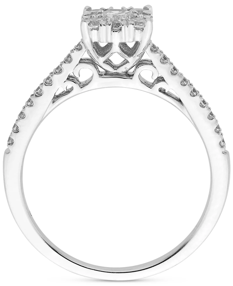 Diamond Square Halo Engagement Ring (1/2 ct. t.w.) in 14k White Gold