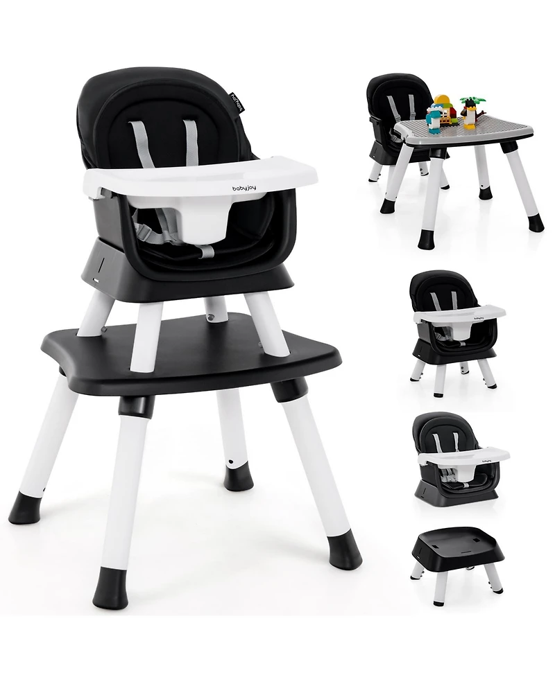 Slickblue Kids 6-in-1 Convertible Baby High Chair with Adjustable Removable Tray