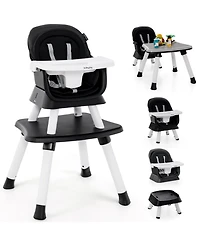 Slickblue Kids 6-in-1 Convertible Baby High Chair with Adjustable Removable Tray