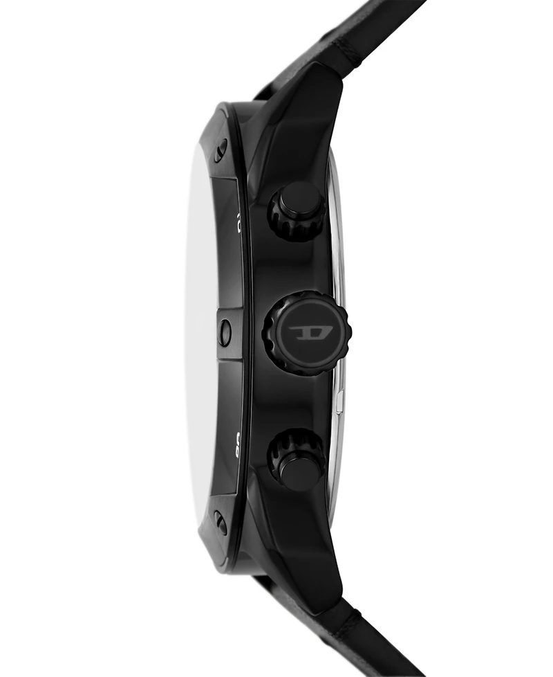 Diesel Men's Spiked Chronograph Black Leather Watch 49mm