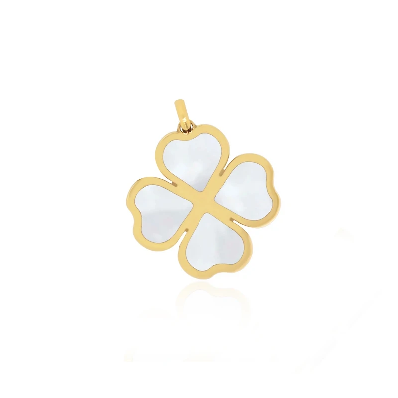 The Lovery Mother of Pearl Lucky Clover Charm 14K Gold millimeters