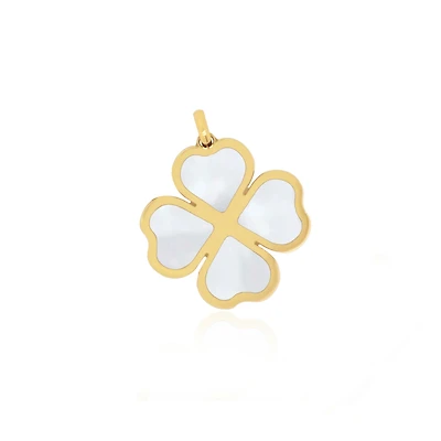 The Lovery Mother of Pearl Lucky Clover Charm 14K Gold millimeters