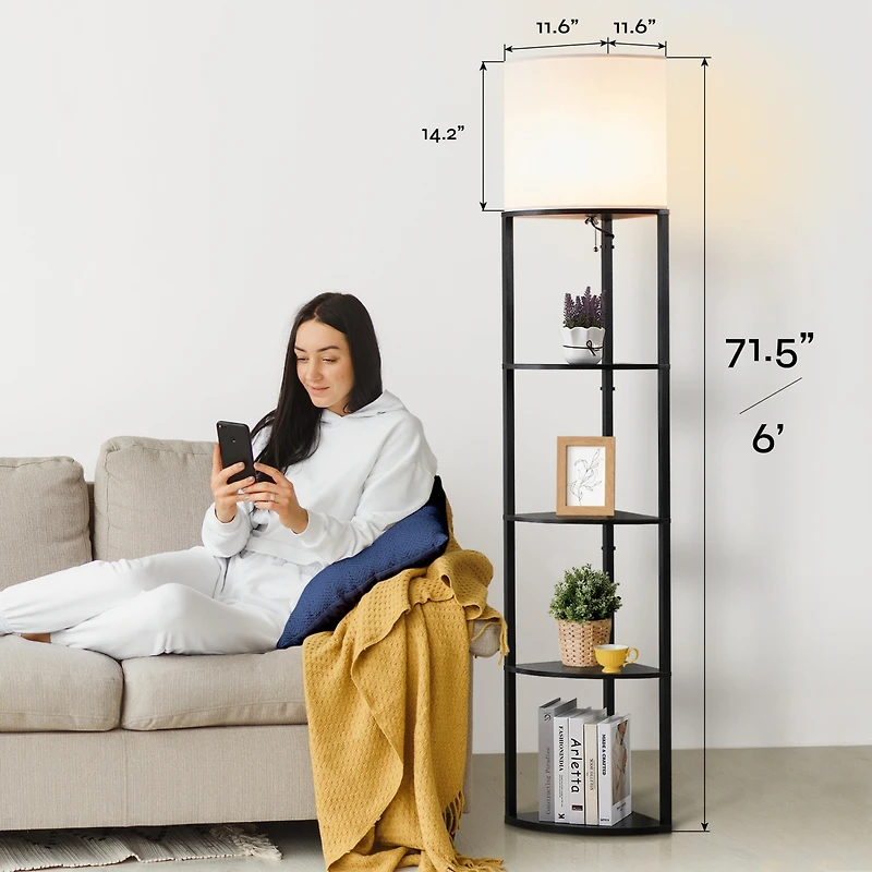 Atamin Alvis Edge - Corner Shelf Floor Lamp, Led Bulb Included