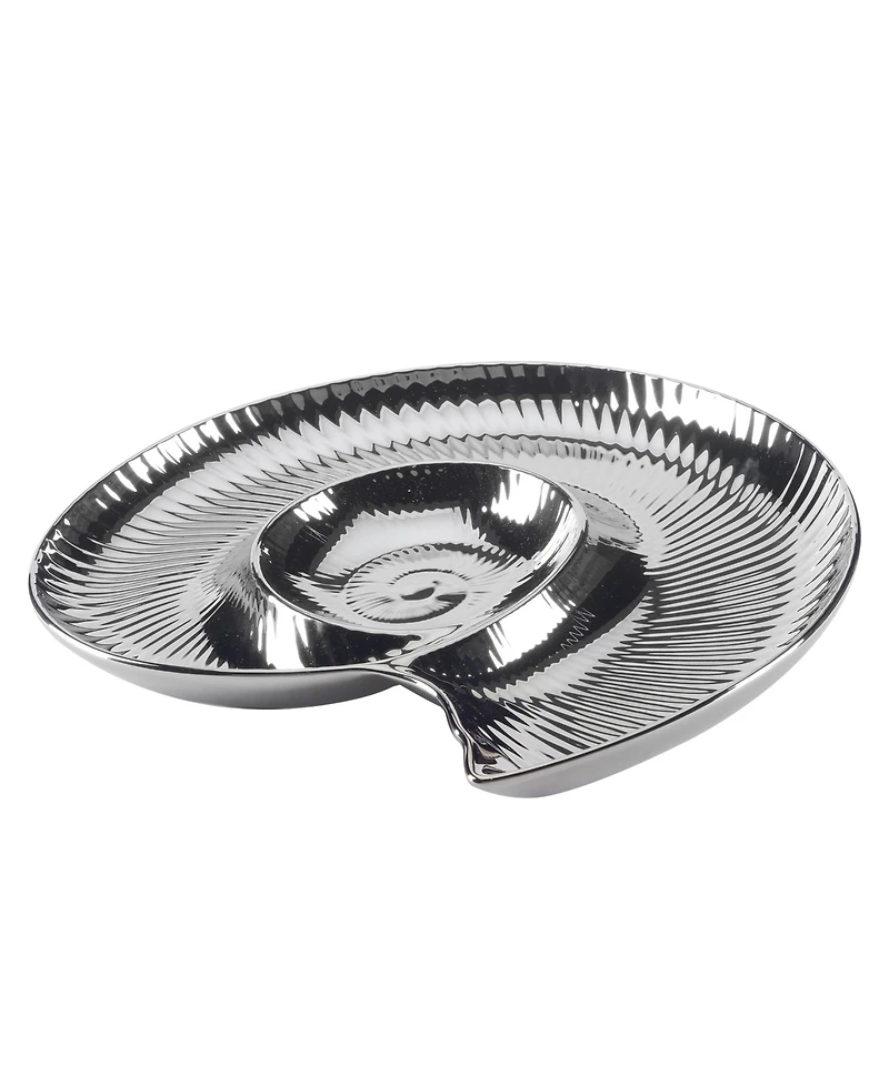 Certified International Silver Coast 3-d Nautilus Chip Dip