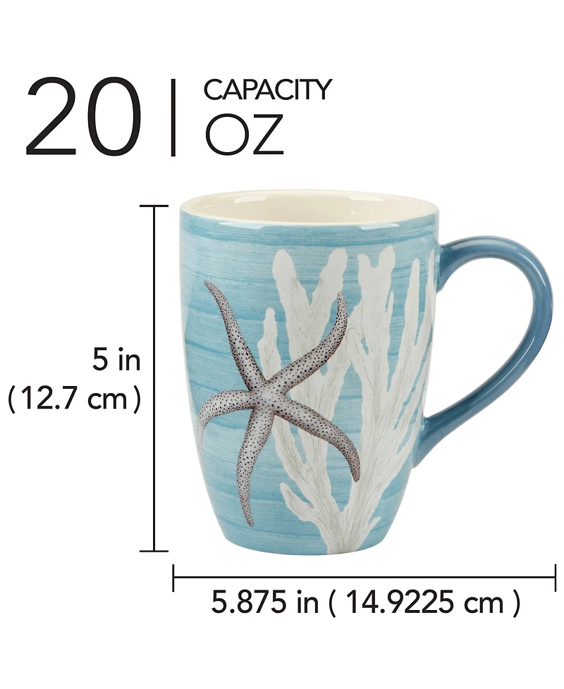 Certified International Beyond the Shore Set of 4 Mugs