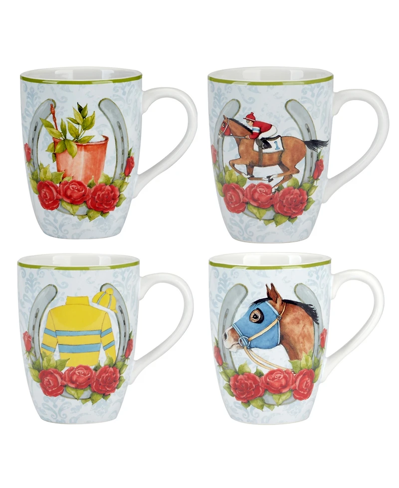 Certified International Derby Day at the Races Set of 4 Mugs