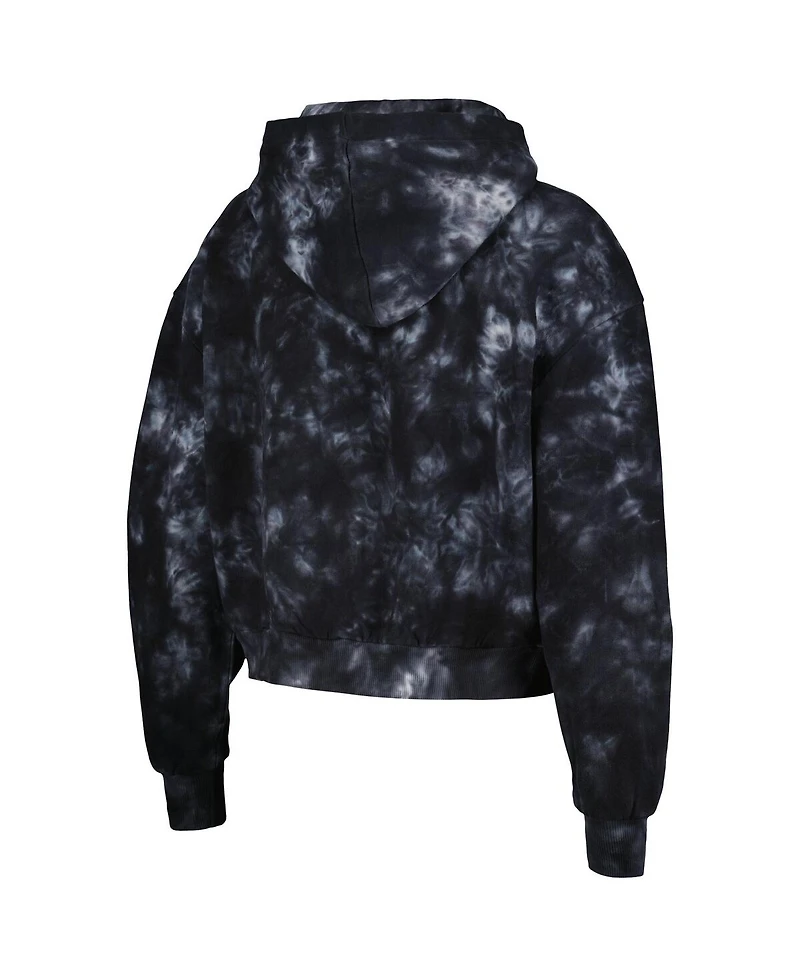 Women's The Wild Collective Black Las Vegas Raiders Tie-Dye Cropped Pullover Hoodie