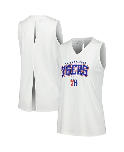 Women's LevelWear White Philadelphia 76ers Paisley Peekaboo Tank Top