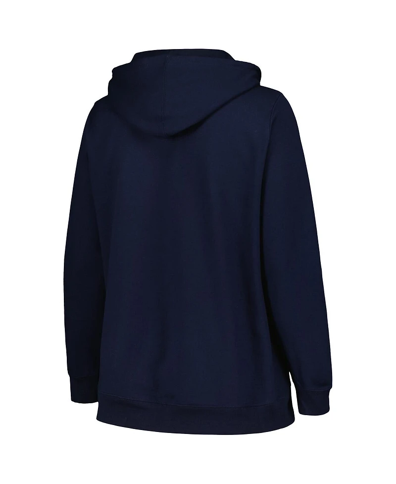 Women's Champion Navy Notre Dame Fighting Irish Plus Size Heart & Soul Notch Neck Pullover