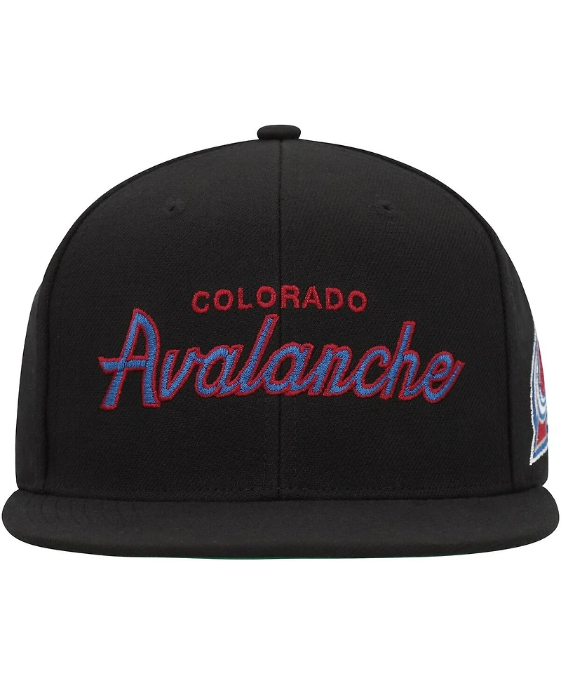 Men's Mitchell & Ness Black Colorado Avalanche Core Team Script 2.0 Snapback Hat