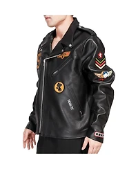 Men's Freeze Max Snoopy Black Peanuts Graphic Biker Full-Zip Jacket