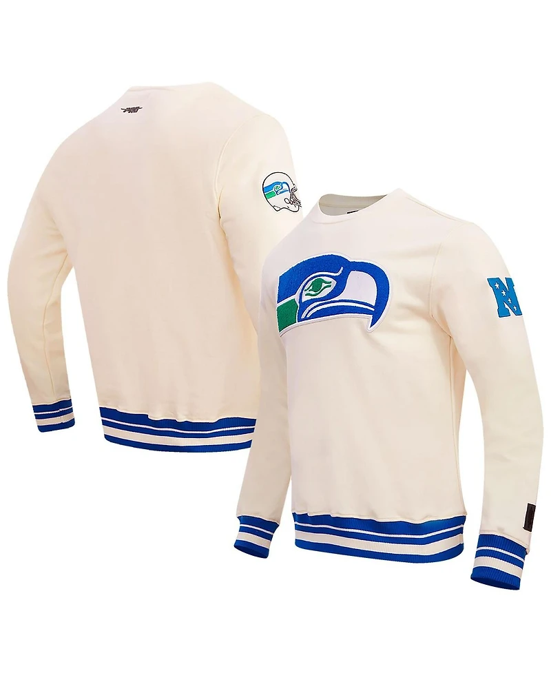Men's Pro Standard Cream Seattle Seahawks Retro Classics Fleece Pullover Sweatshirt