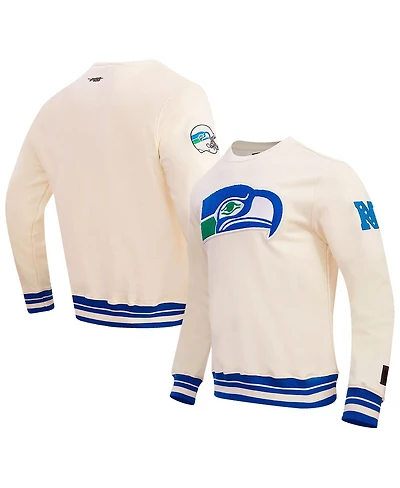 Men's Pro Standard Cream Seattle Seahawks Retro Classics Fleece Pullover Sweatshirt