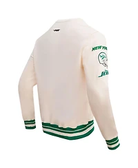 Men's Pro Standard Cream New York Jets Retro Classics Fleece Pullover Sweatshirt