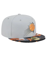 Men's New Era Gray Phoenix Suns Active Color Camo Visor 59FIFTY Fitted Hat